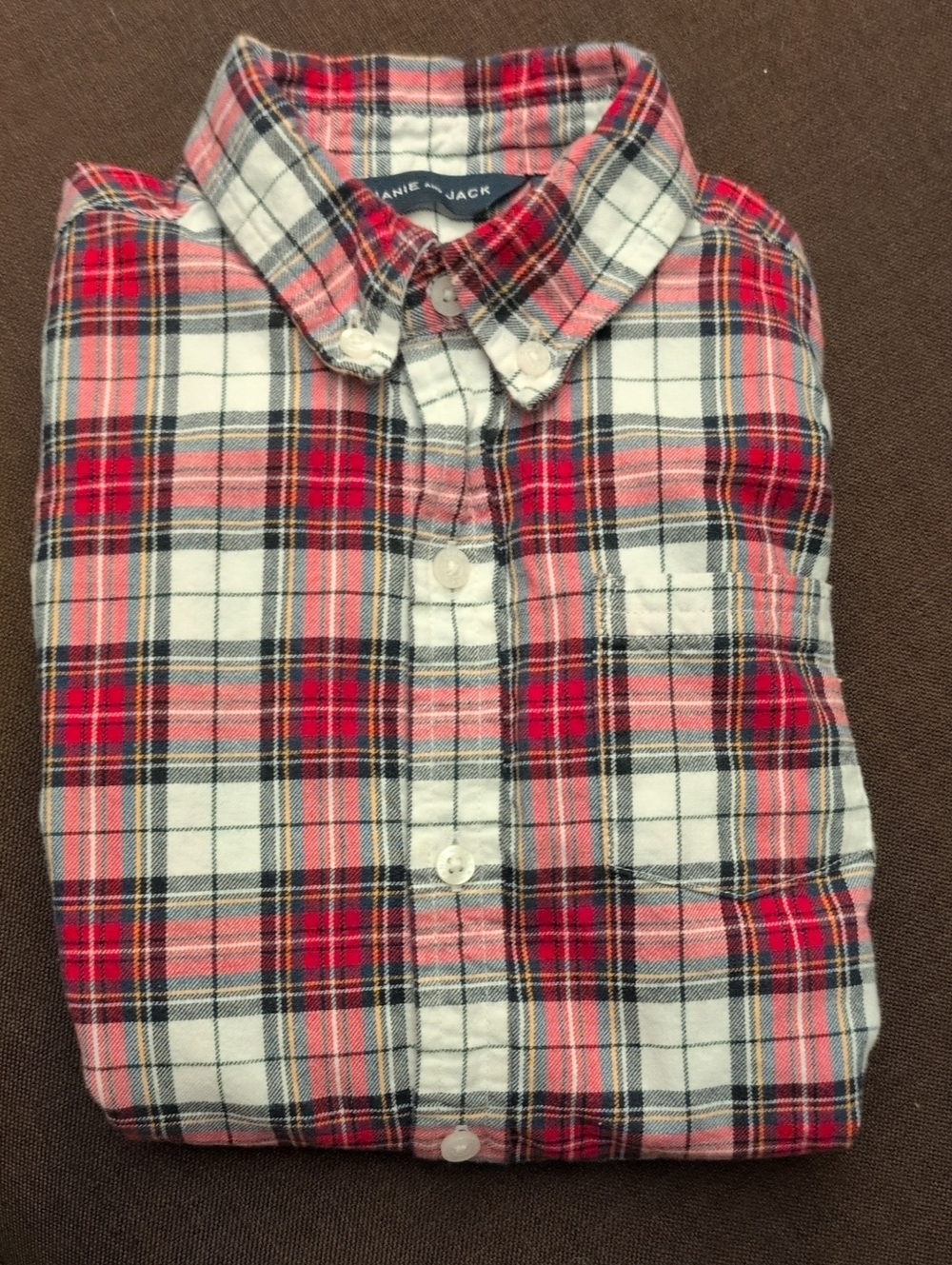 Janie and Jack Red, White and Black Plaid Button-Down Shirt